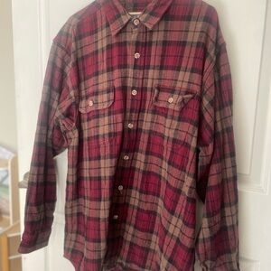 Field & Stream Red and Brown Plaid Shirt